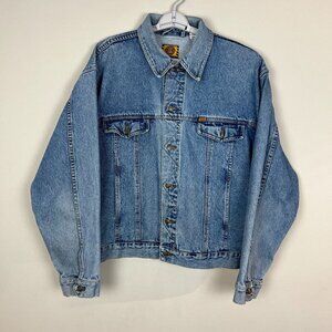 Justin Boots‎ Denim Jean Jacket Mens XL Blue Pockets Workgear Exclusive Cotton